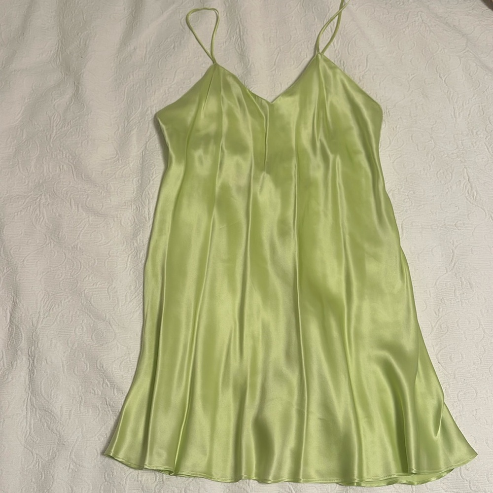 Rare VTG Victoria's Secret Green Gold Label Silk Gown Chemise